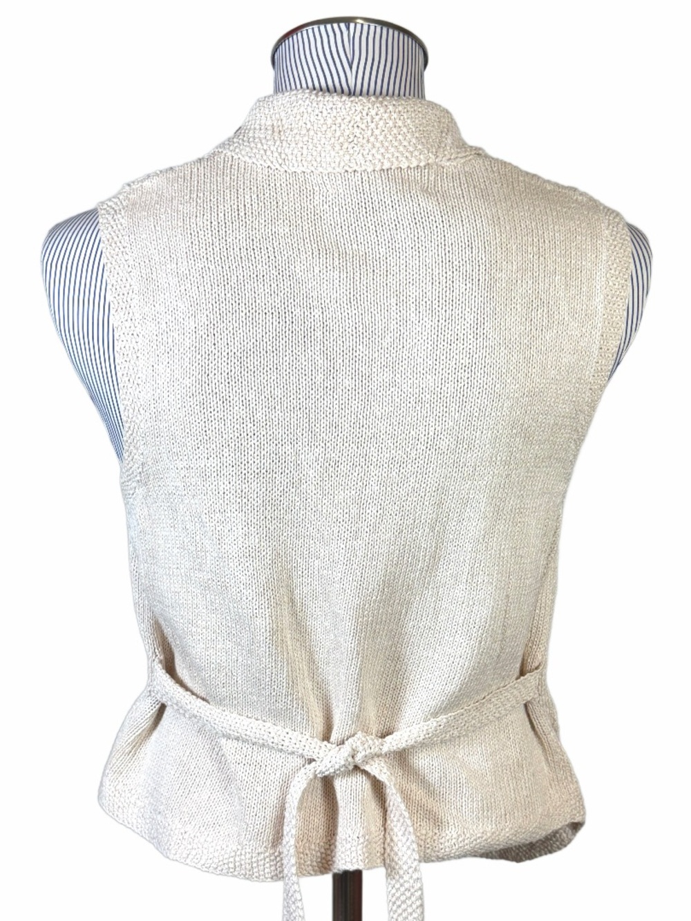 Vintage 90s Ralph Lauren Hand Knit Vest Linen Cotton PS Embroidered Cottagecore - Picture 8 of 13